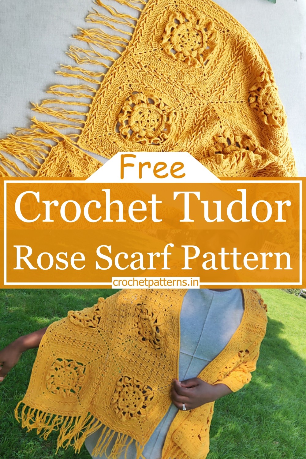 Crochet Tudor Rose Scarf Pattern