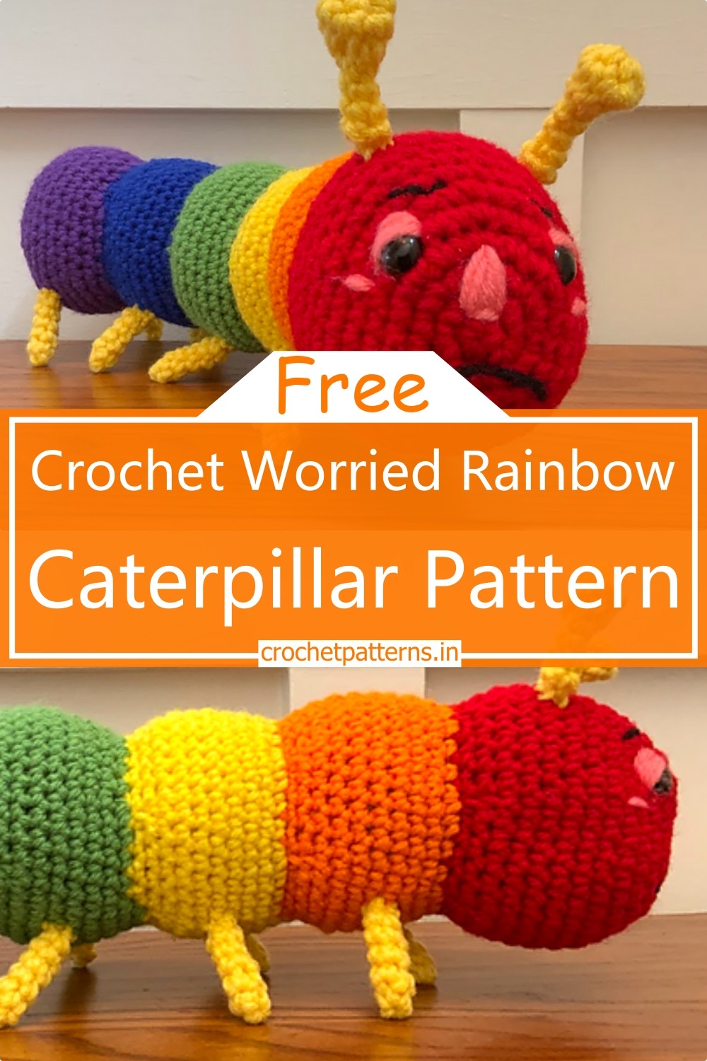 Crochet Worried Rainbow Caterpillar Pattern 