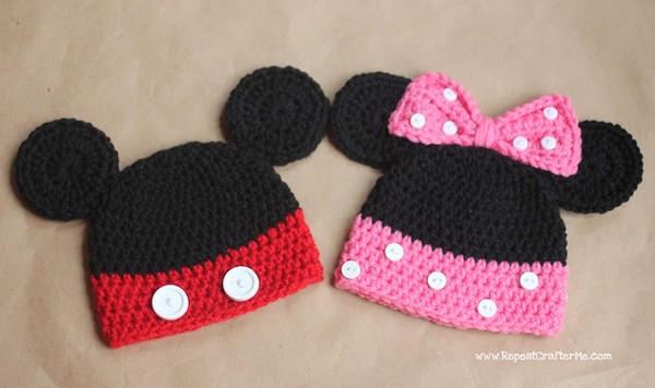 Mickey And Minnie Mouse Crochet Hat Pattern