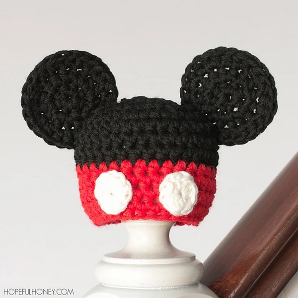 Crochet Newborn Mickey Mouse Inspired Hat Pattern