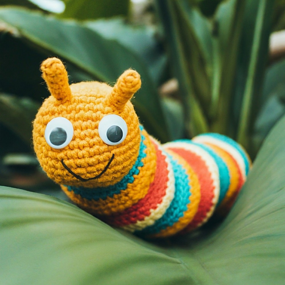 crocheted caterpillar