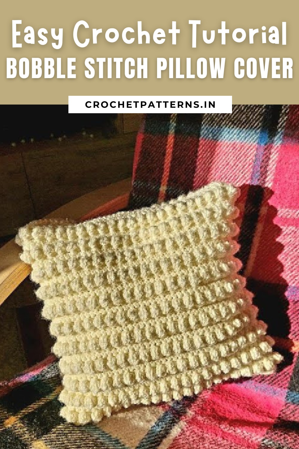 Crochet Bobble Stitch Pillow Cover