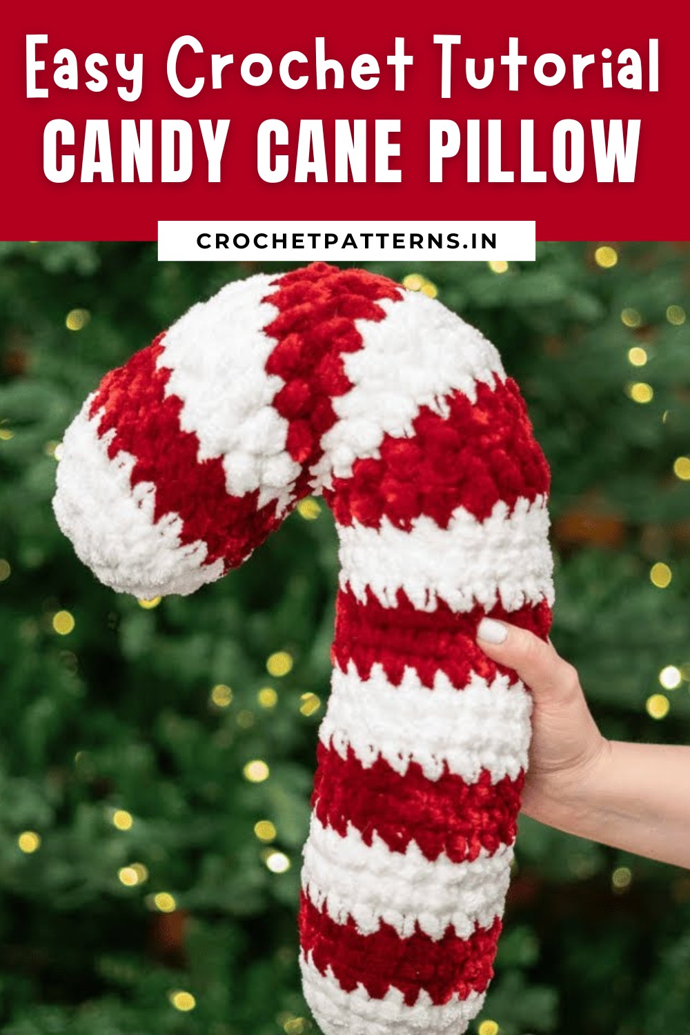 Crochet Candy Cane Pillow