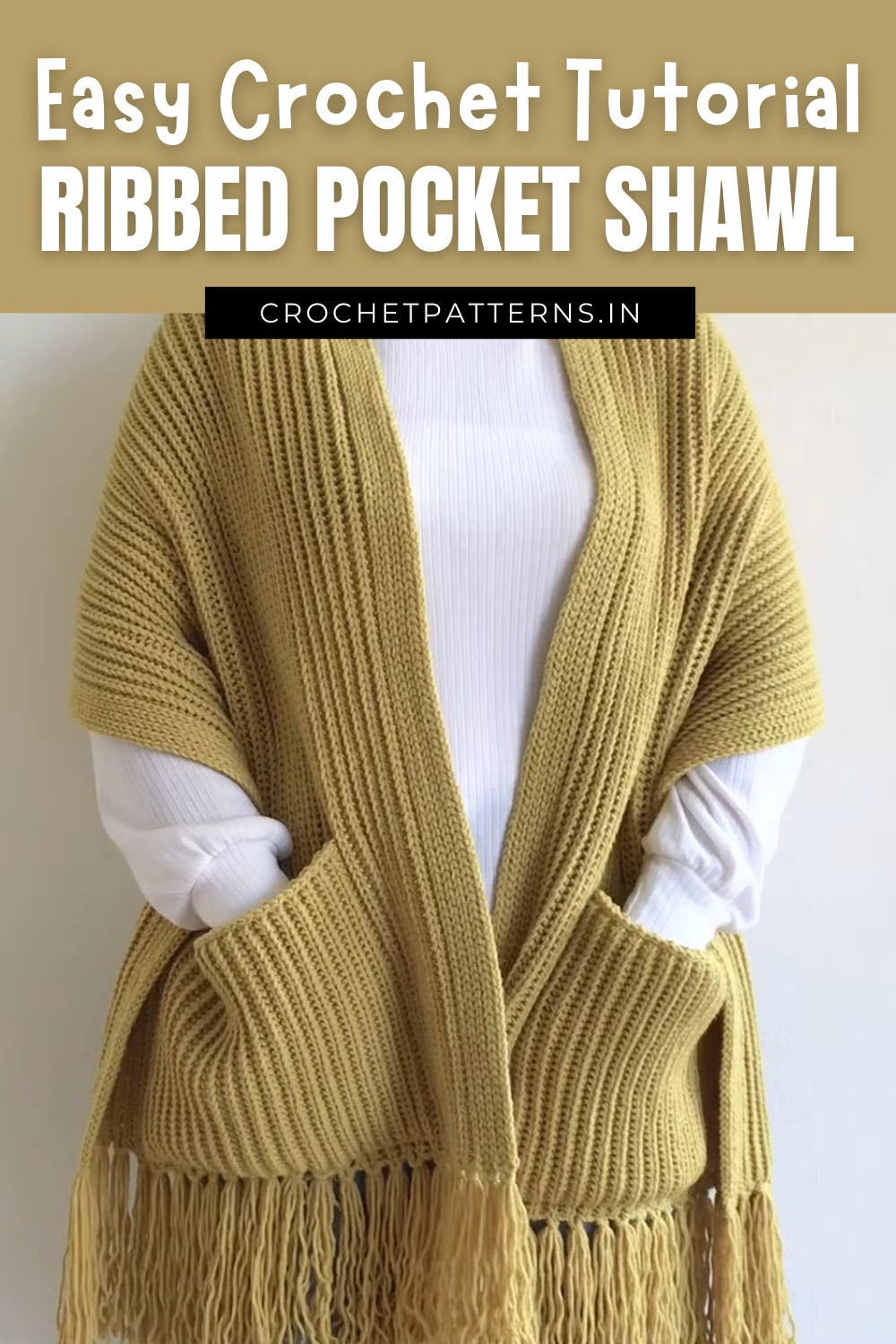Crochet Ribbed Pocket Shawl