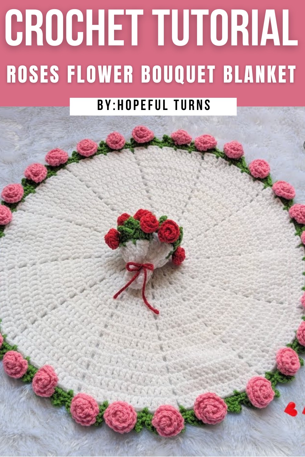 Crochet Roses Flower Bouquet Blanket