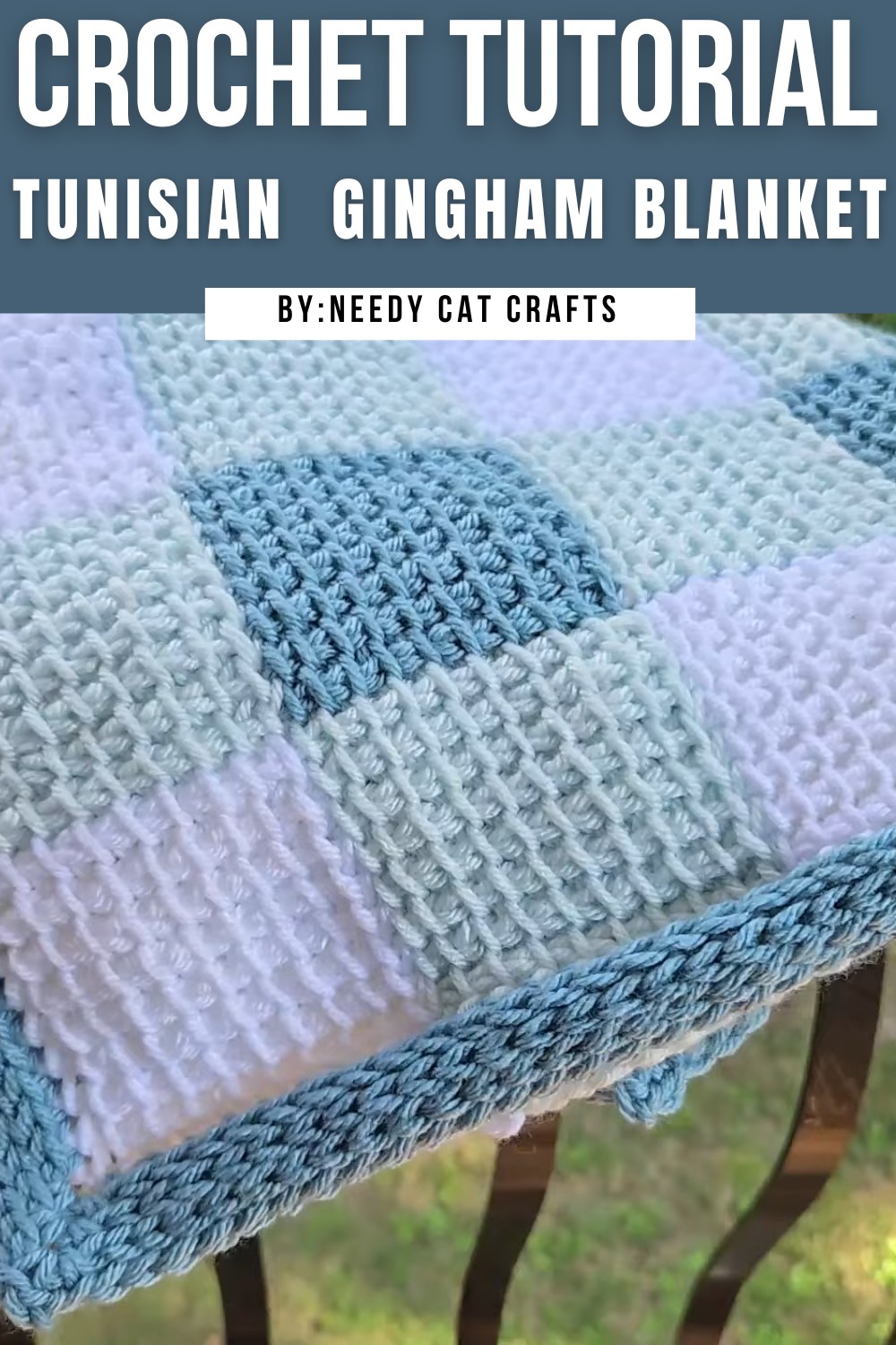 Easy Tunisian Crochet Gingham Blanket