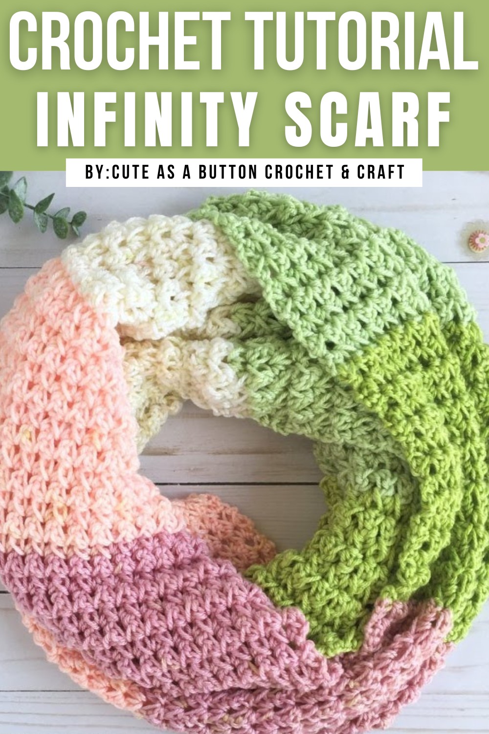 Simple Infinity Crochet Scarf Made With Size 3 Yarn