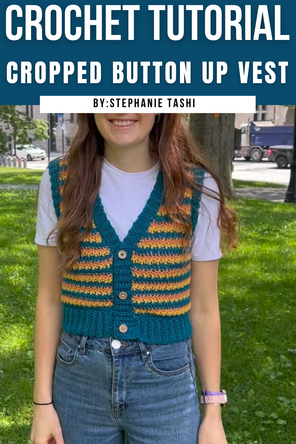 Crochet Cropped Button Up Vest