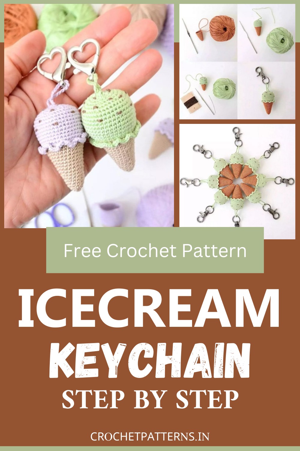 Crochet Icecream Keychain Pattern