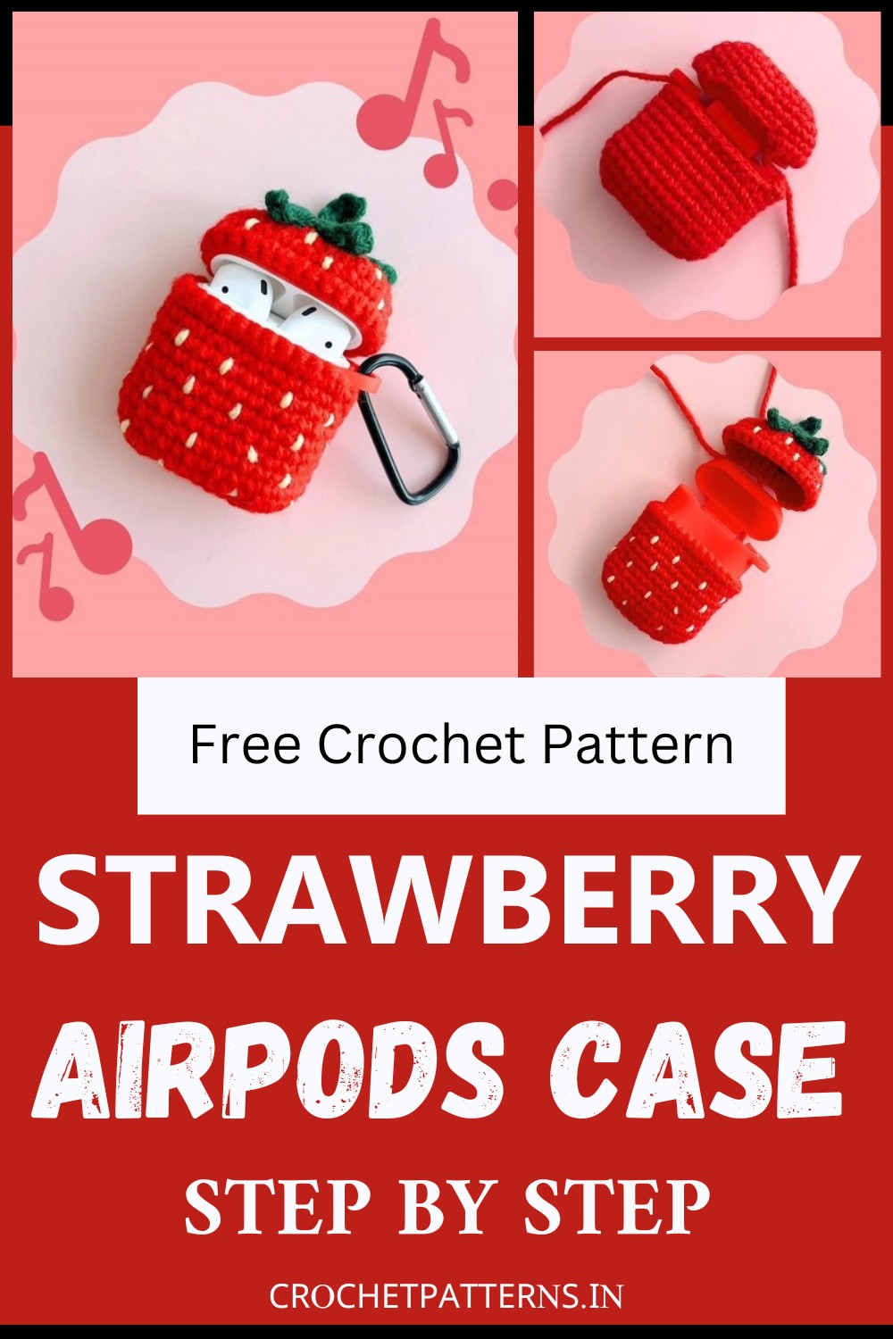 Crochet Strawberry Airpods Case Pattern