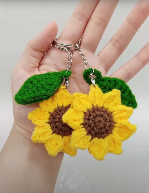 Crochet Sunflower Keychain