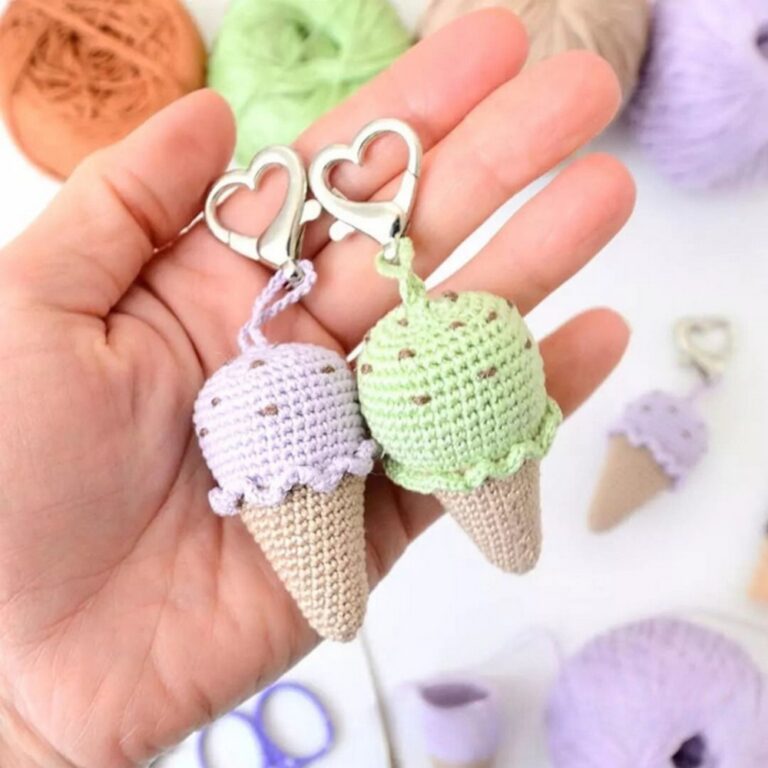 Free Crochet Ice Cream Keychain Pattern