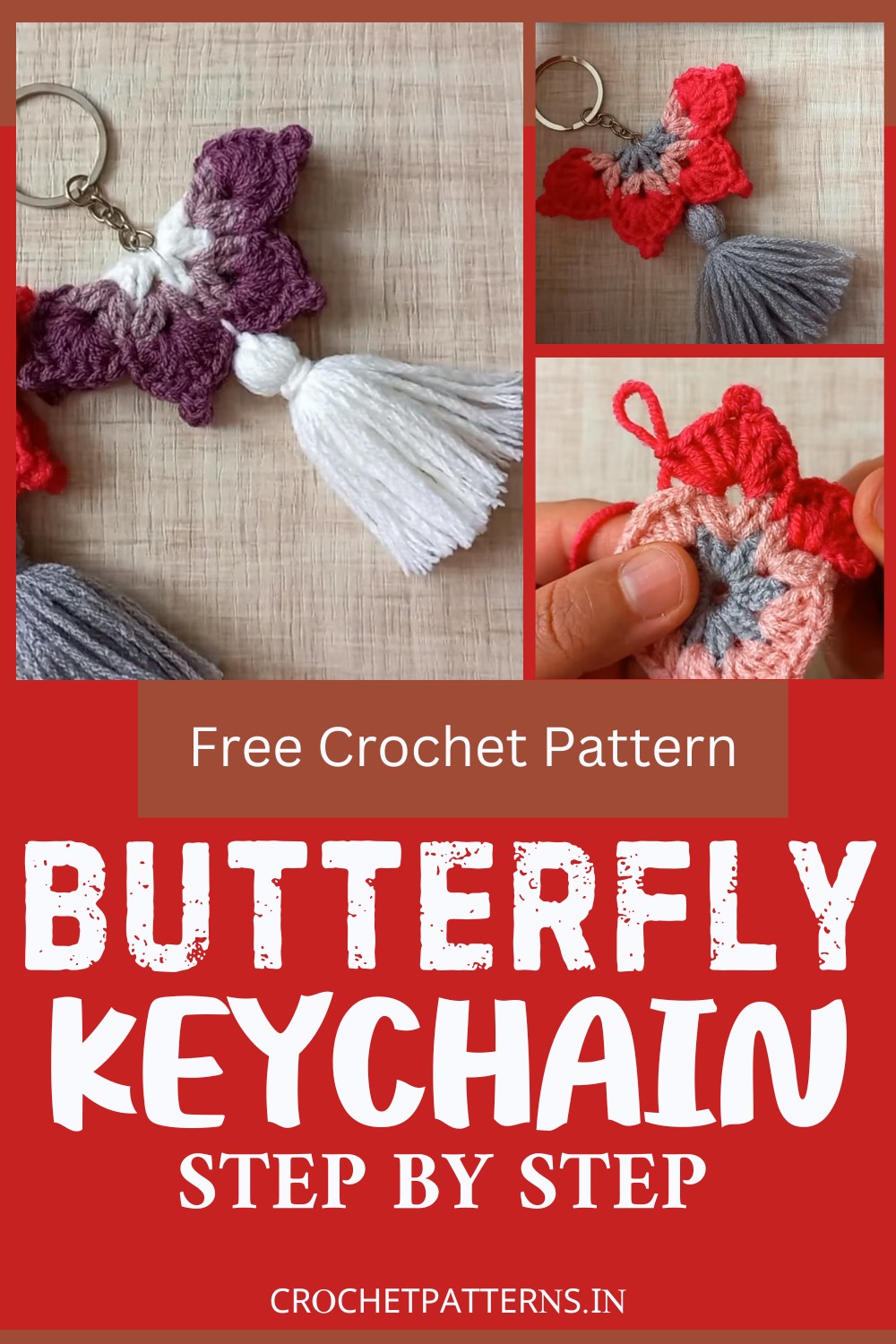 Crochet Butterfly Keychain Pattern