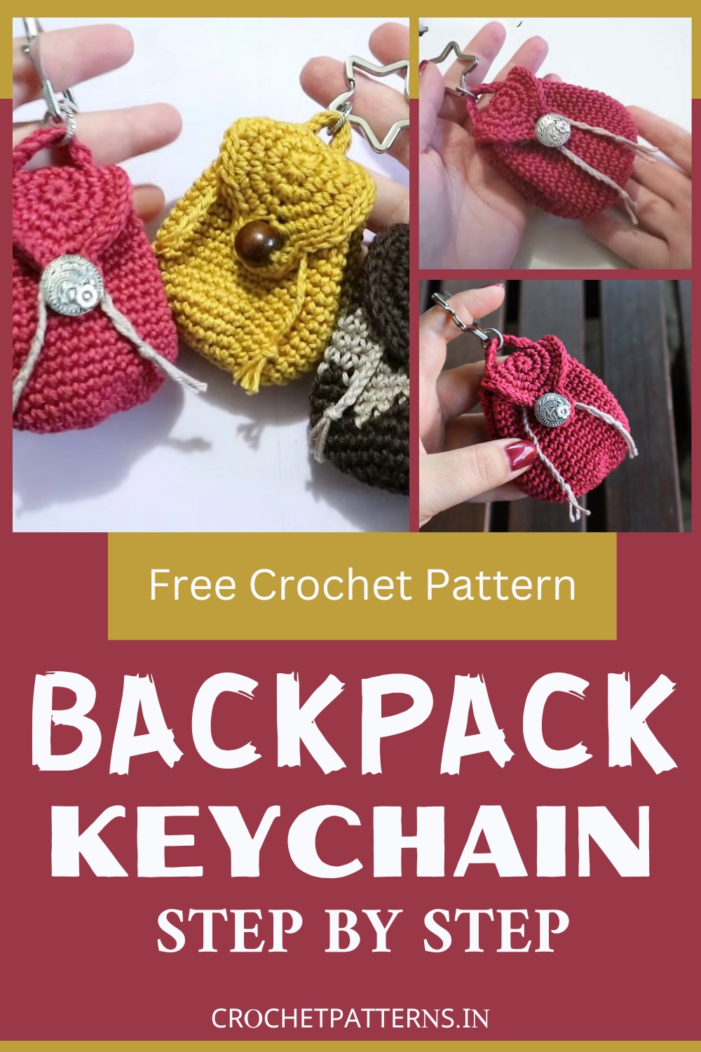 Crochet Mini Backpack Keychain Tutorial