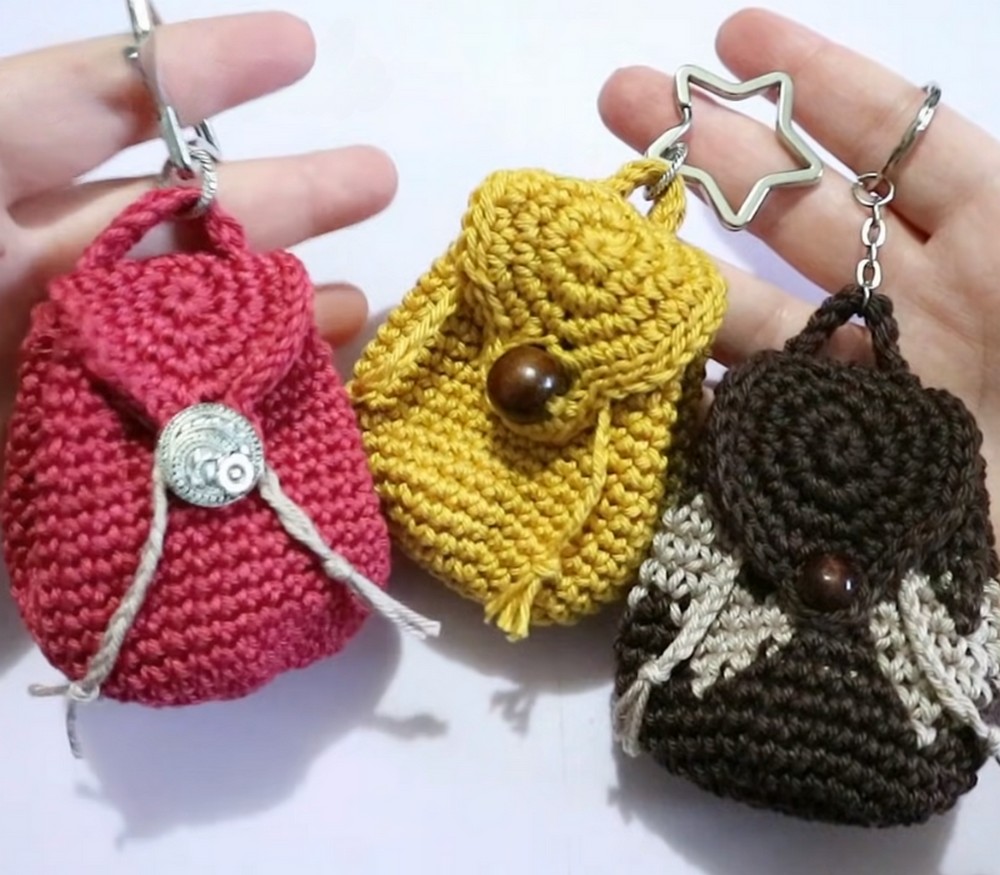 Crochet Mini Backpack Keychain