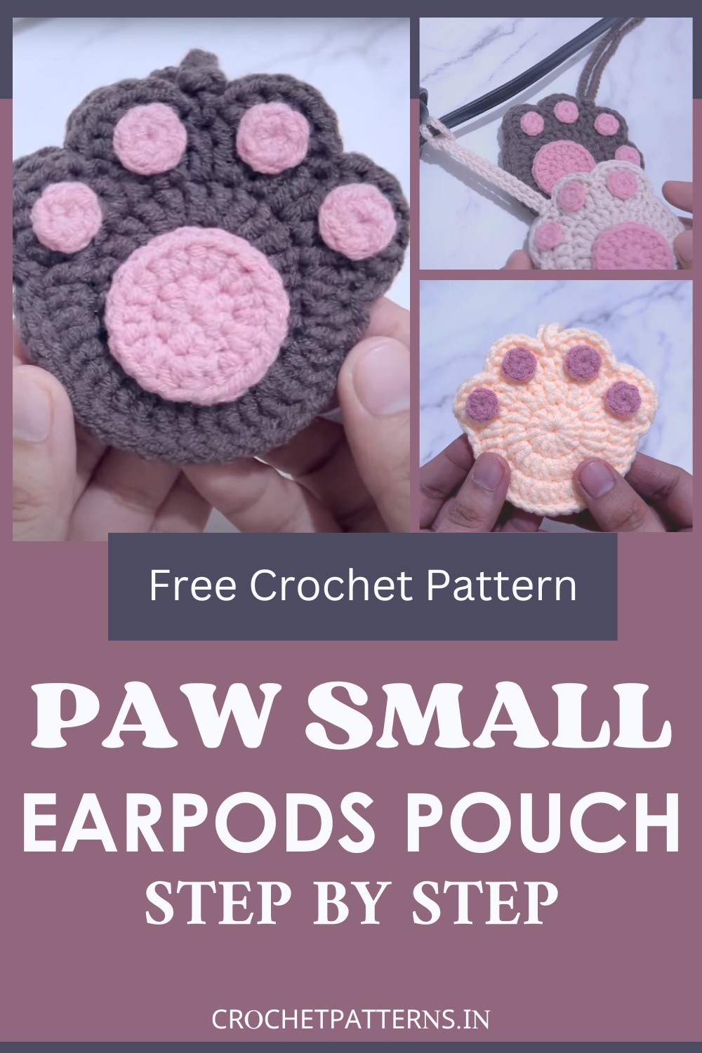Crochet Paw Small Earpods Pouch for Music Lovers