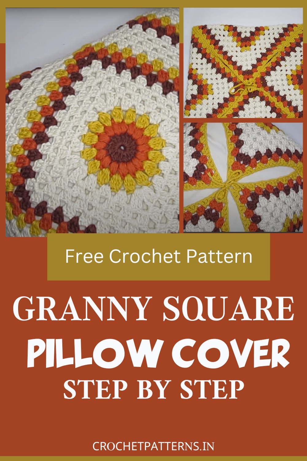 Granny Square Crochet Pillow Cover