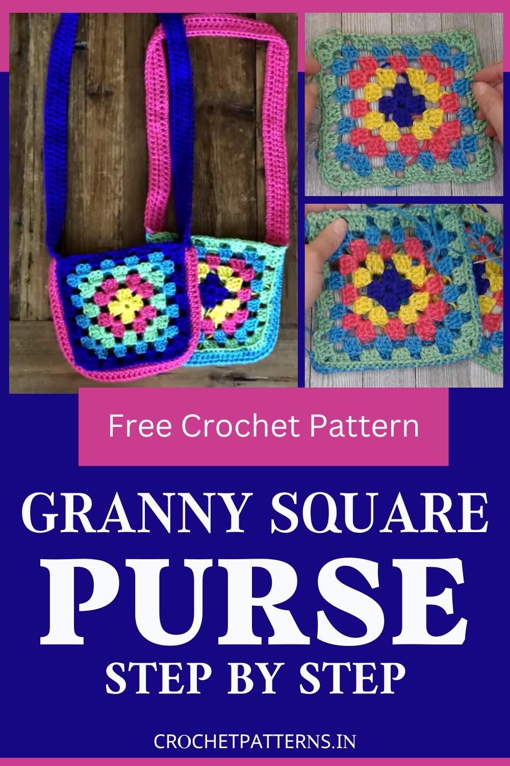 Easy Crochet Granny Square Purse For Kids