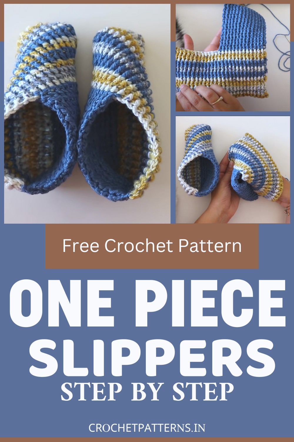 Easy Crochet One Piece Slippers Tutorial