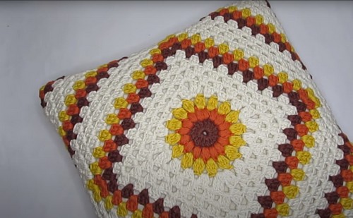Granny Square Crochet Pillow Cover