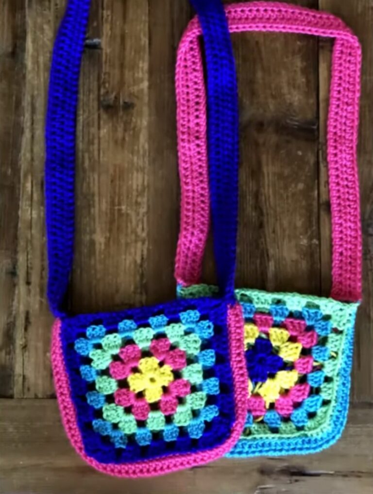 Easy Crochet Granny Square Purse For Kids