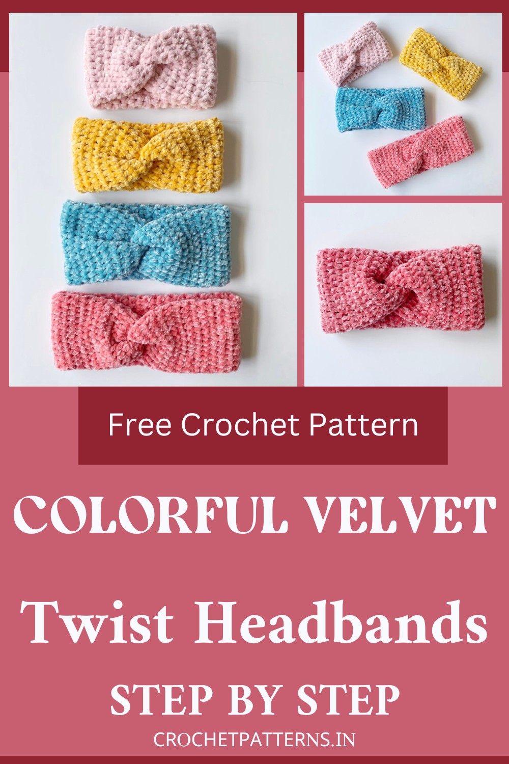 Crochet Colorful Velvet Twist Headbands