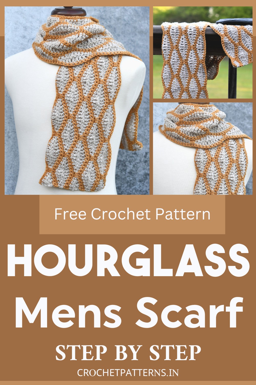 Crochet Hourglass Mens Scarf