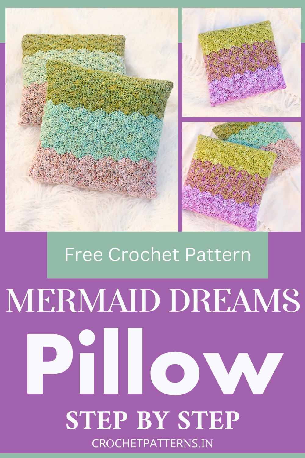 Crochet Mermaid Dreams Pillow