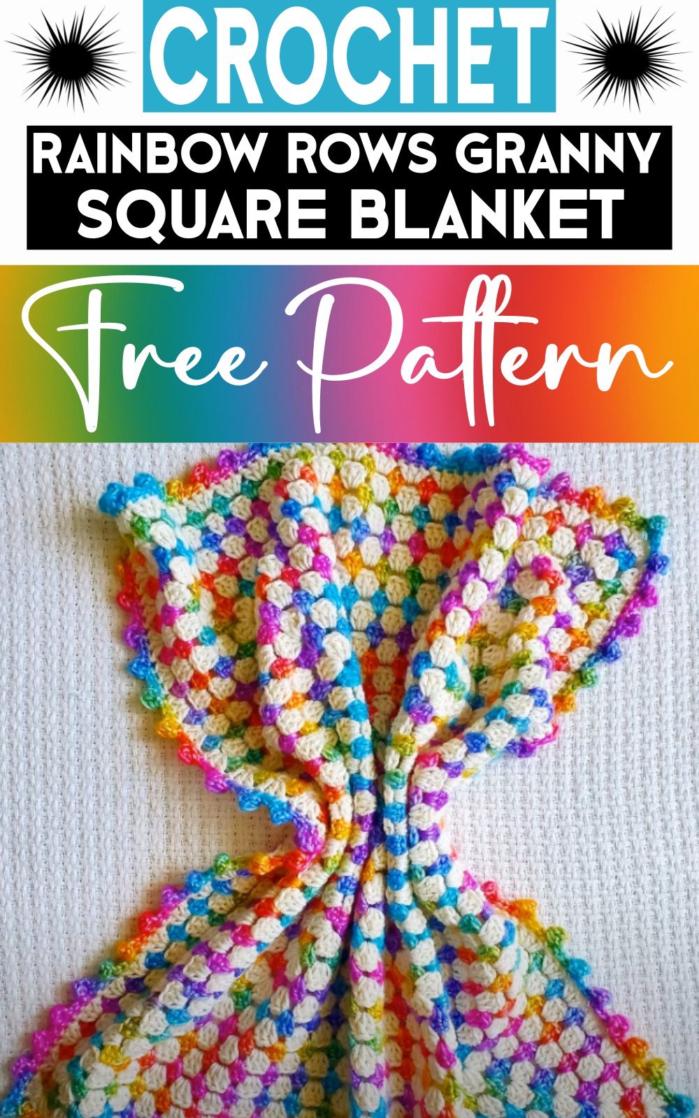 Crochet Rainbow Rows Granny Square Blanket