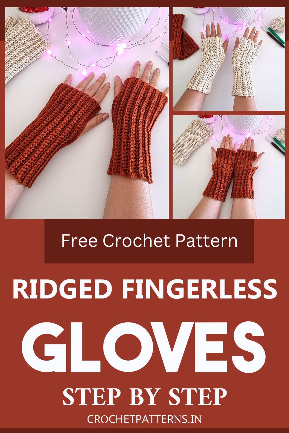 Crochet Ridged Fingerless Gloves