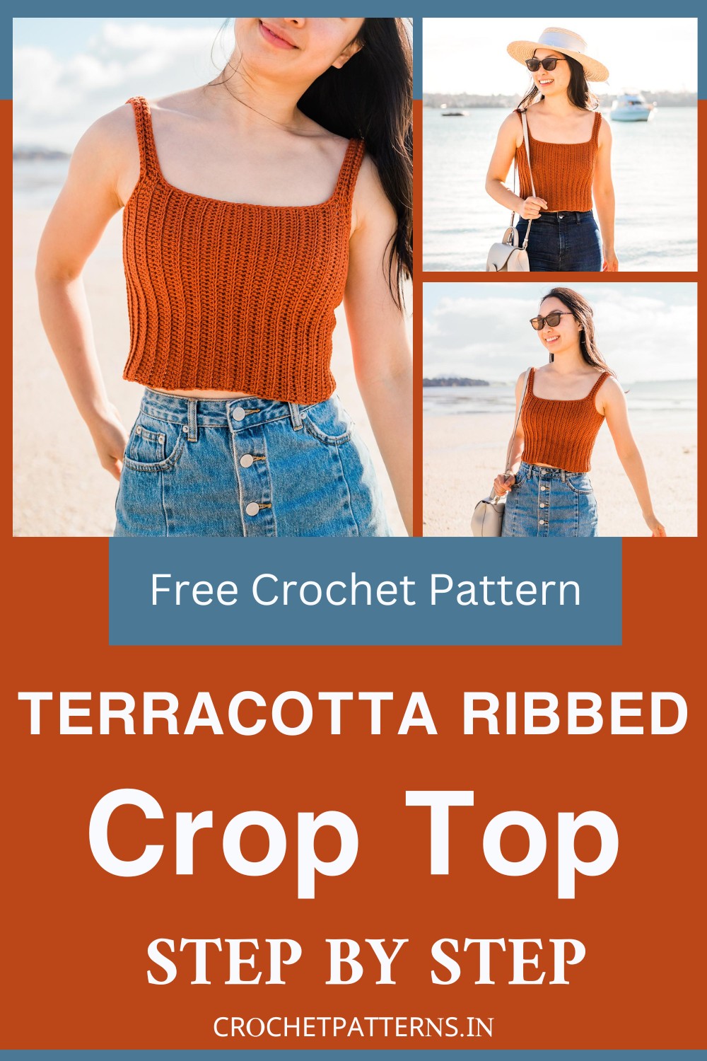 Crochet Terracotta Ribbed Crop Top
