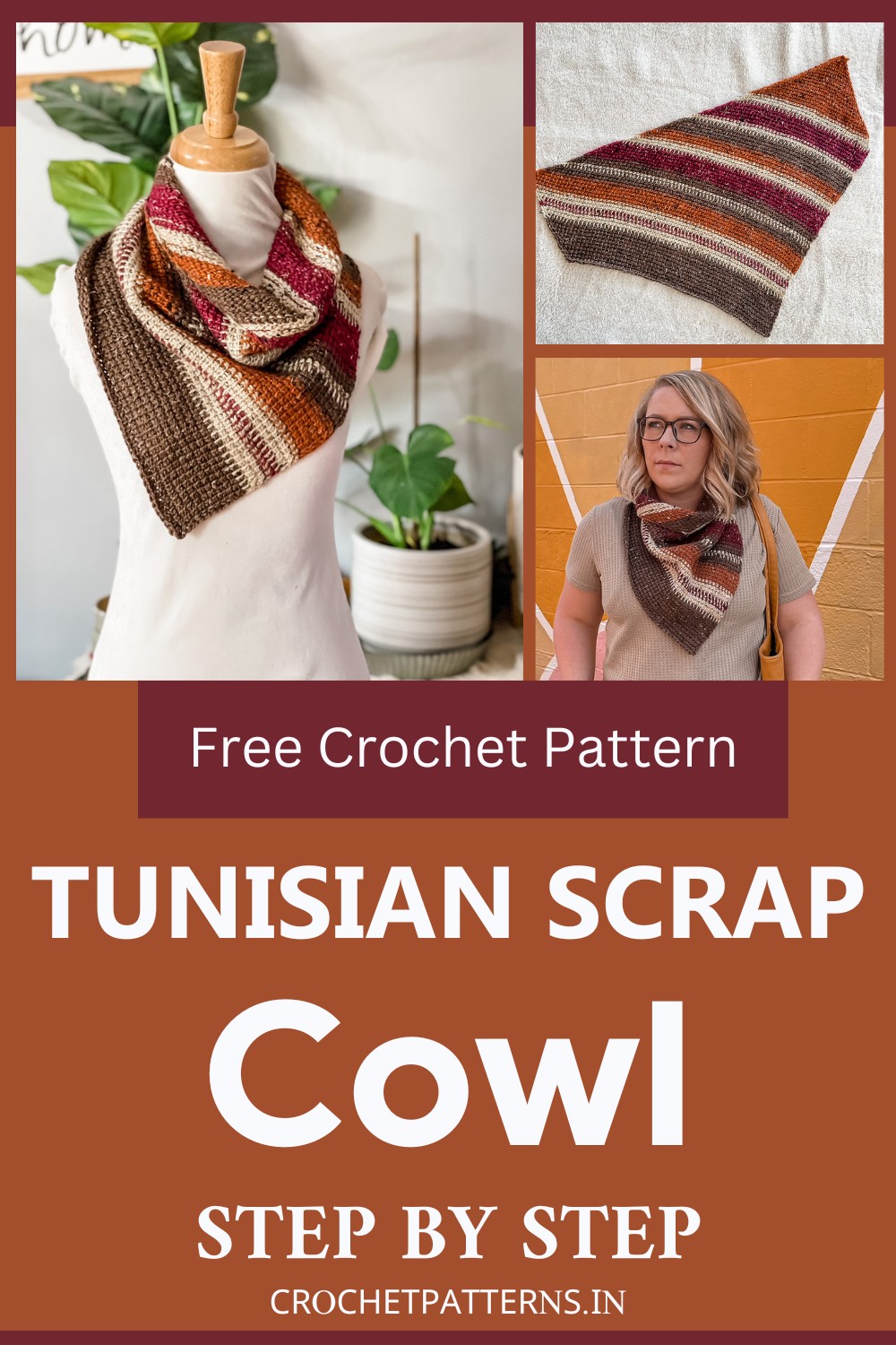 Crochet Tunisian Scrap Cowl