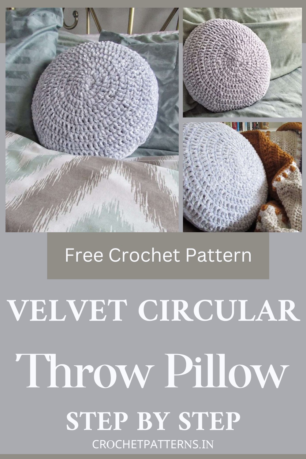 Crochet Velvet Circular Throw Pillow