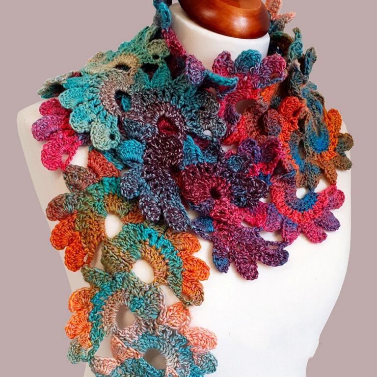 How To Crochet Fan Lace Scarf Pattern In Beautiful Color Mix