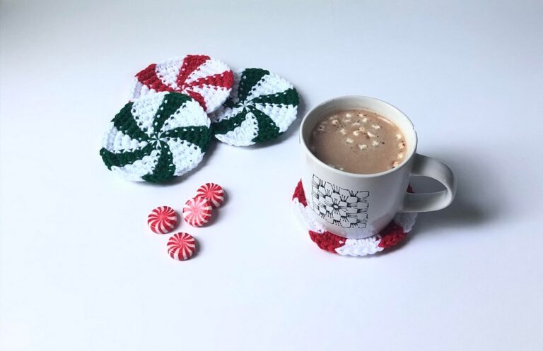 Crochet Peppermint Candy Coaster Patterns For Christmas Gatherings