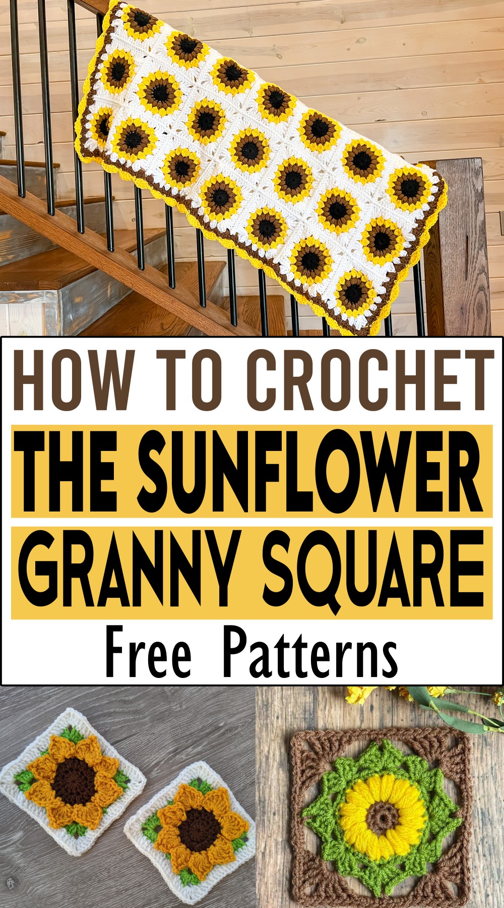 How to Crochet The Sunflower Granny Square 1