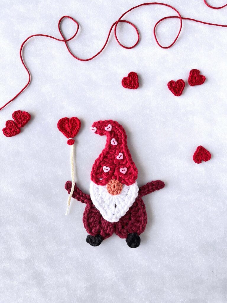 How To Crochet Valentine’s Day Gnome Applique