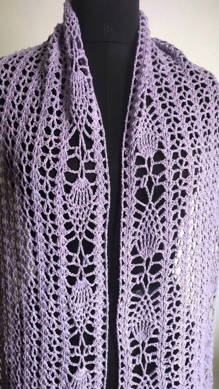 How To Crochet Lace Scarf With Pineapple Border