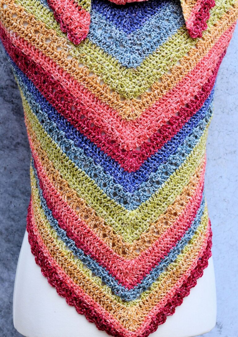 How To Crochet Lyla Easy Triangle Shawl Pattern In Gradient Colors