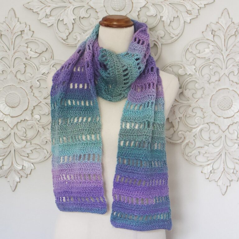 Shaded Colored Crochet Mesh Scarf Pattern
