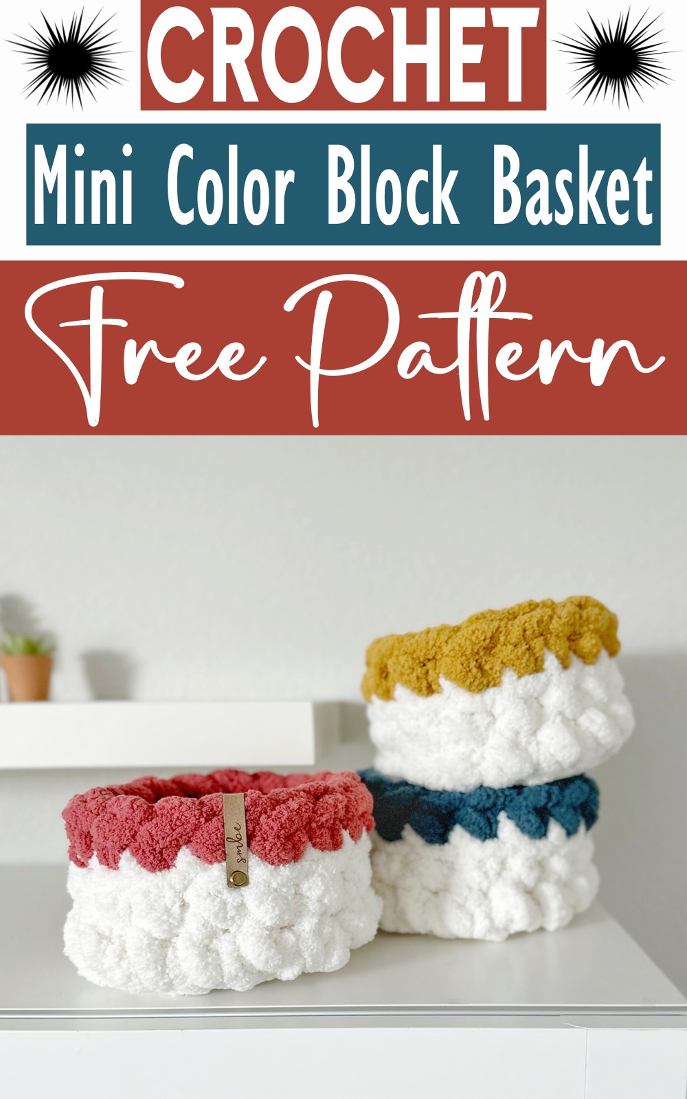 Mini Crochet Color Block Basket
