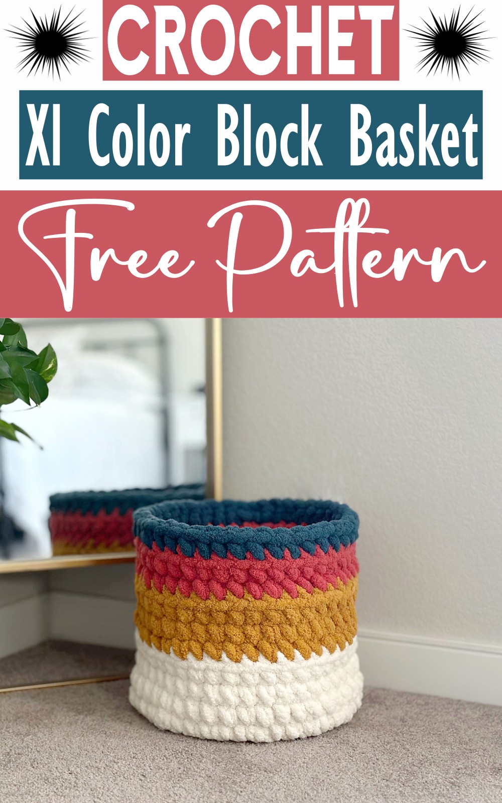 Xl Crochet Color Block Basket