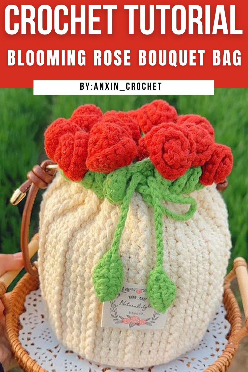 Crochet Blooming Rose Bouquet Bag