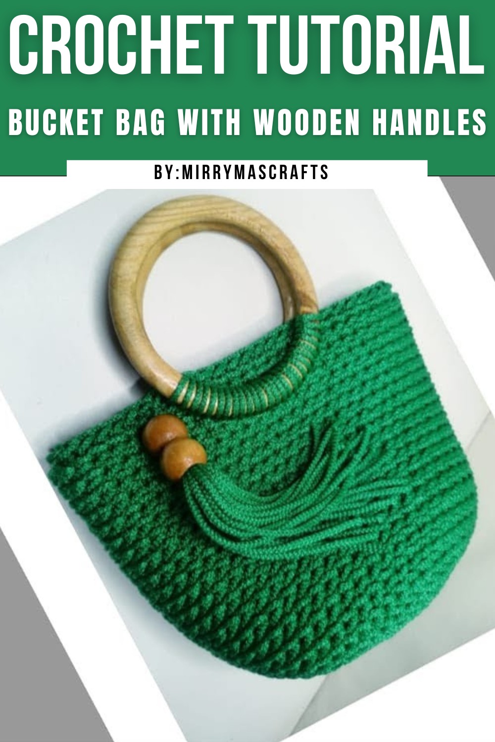 Crochet Bucket Bag With Wooden Handles