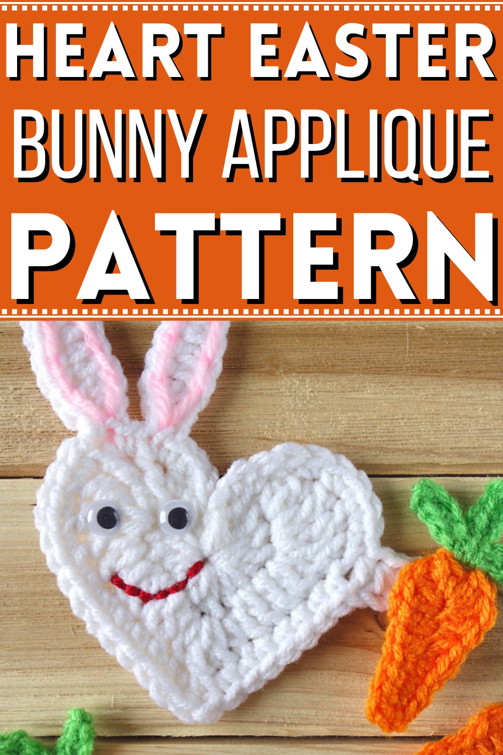 Crochet Heart Easter Bunny Applique