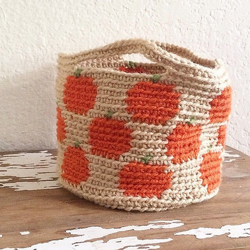 Crochet Pumpkin Basket Pattern 1