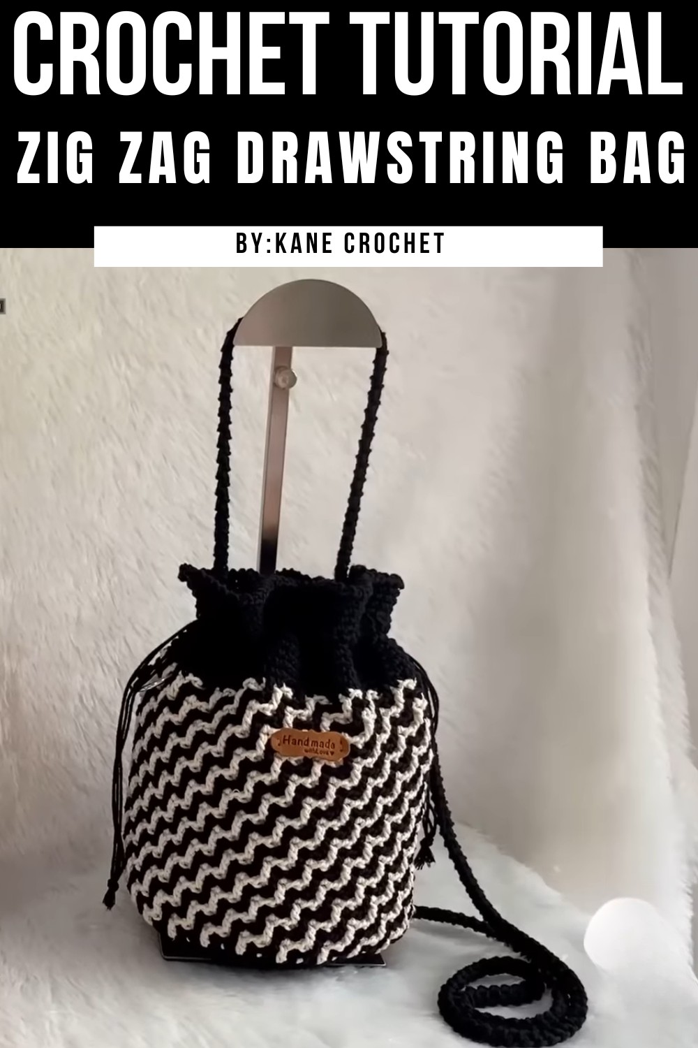 Crochet Zig Zag Drawstring Bag