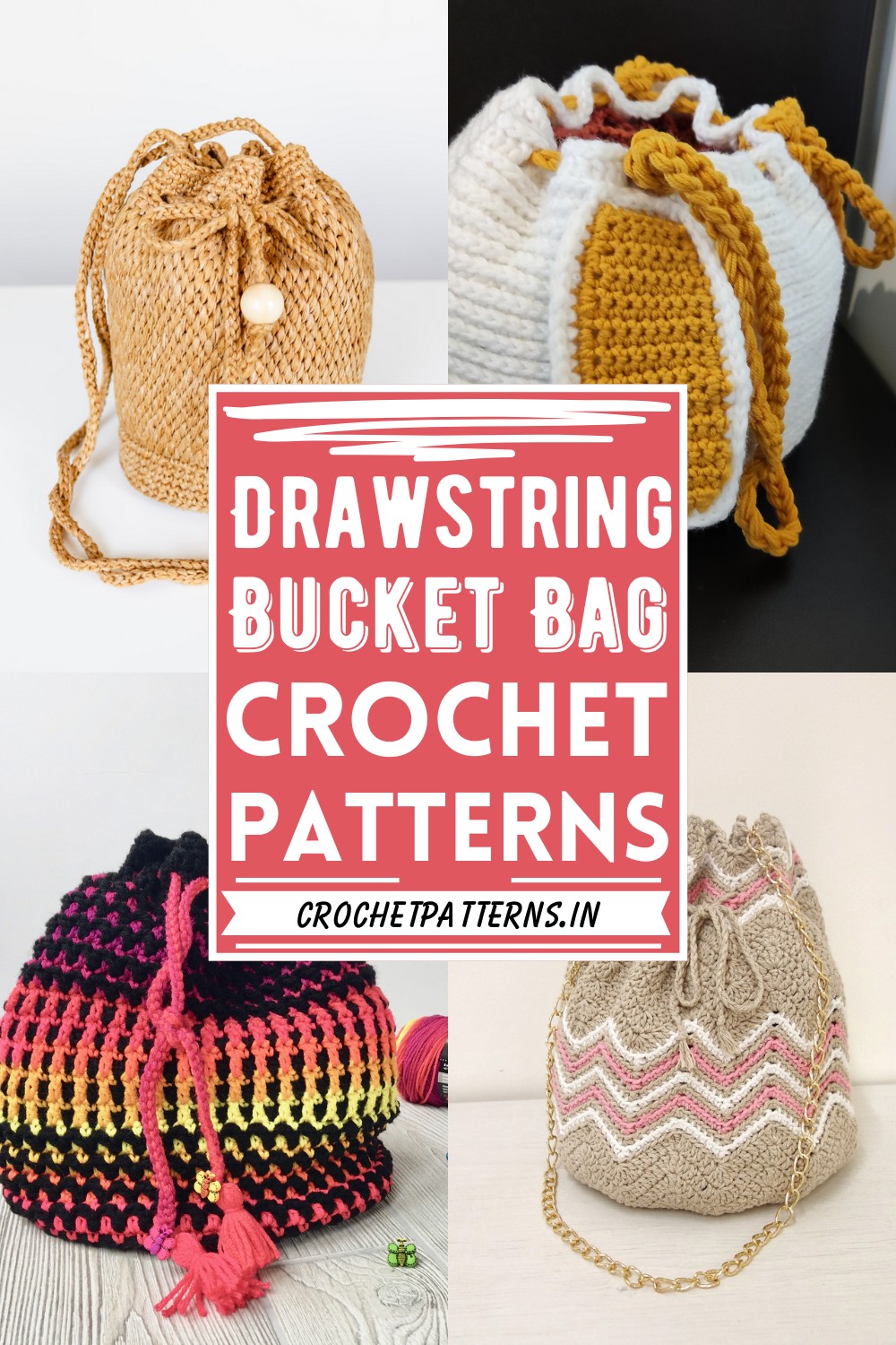 Free Crochet Drawstring Bucket Bag Patterns