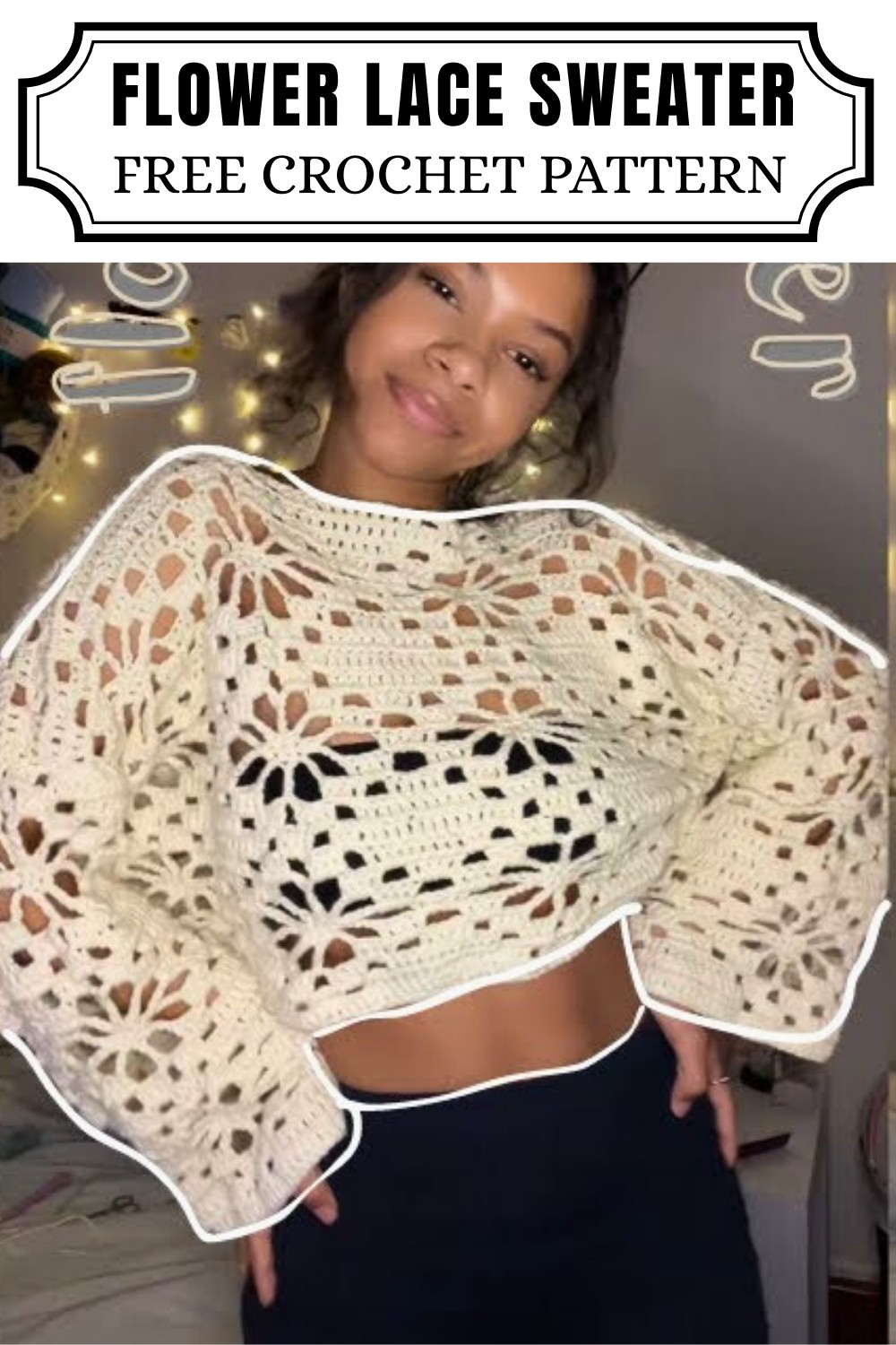 Crochet Flower Lace Sweater
