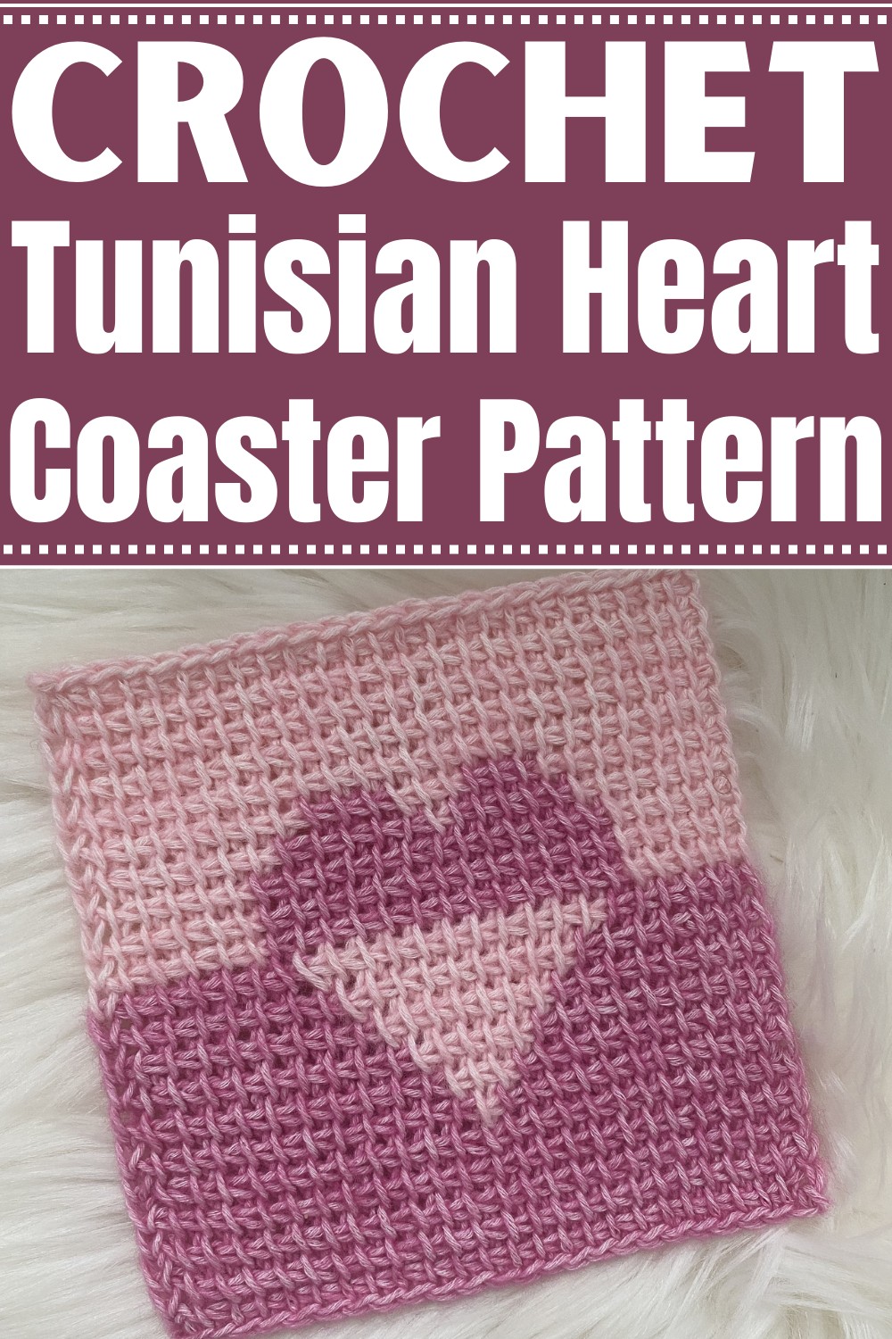 Crochet Tunisian Heart Coaster Pattern